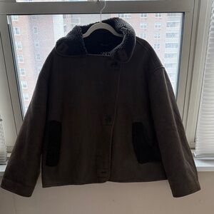 zara suede and sherpa coat
